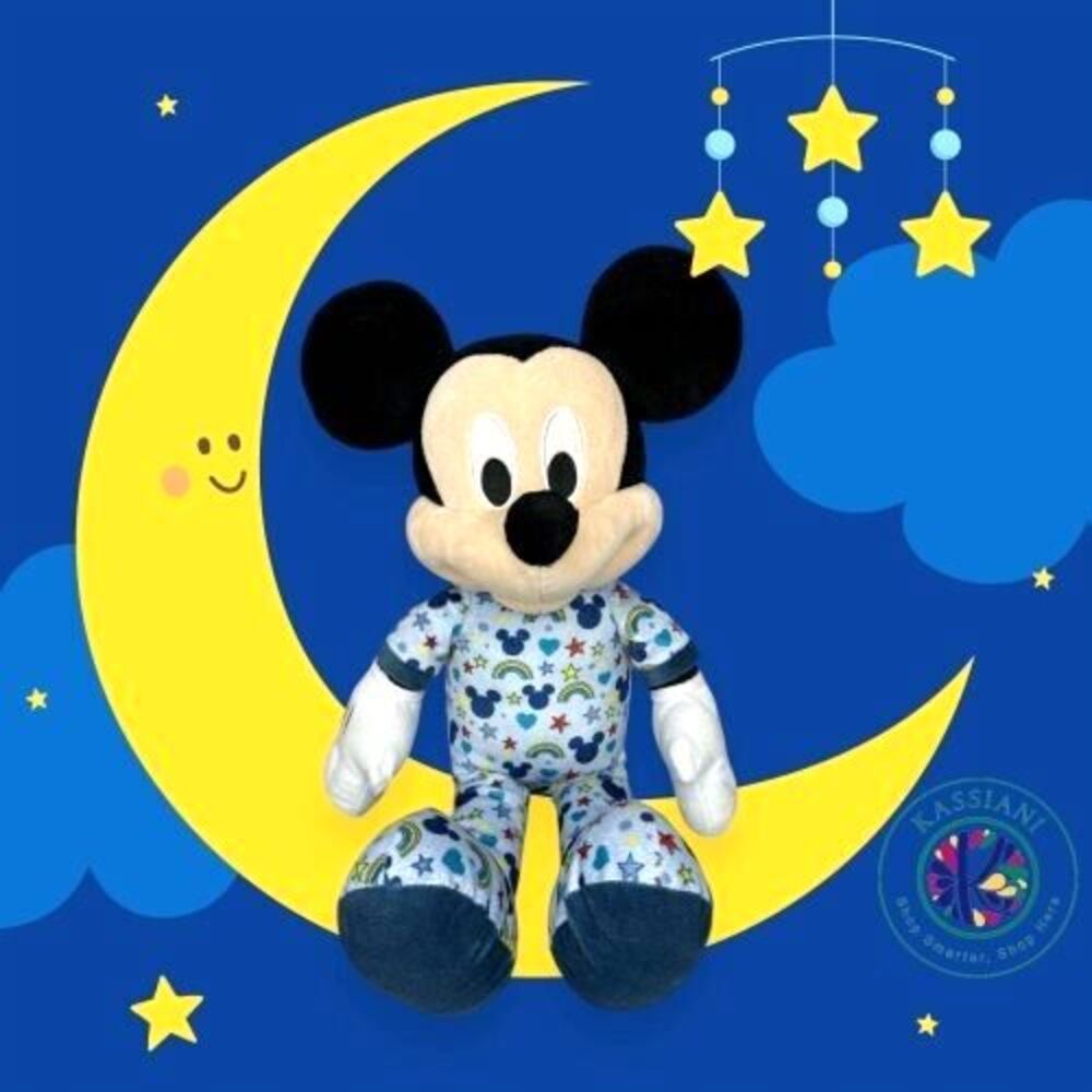 Disney Plush Mickey Mouse Just Play 2020, Blue Pajamas with Rainbows & Hearts 18